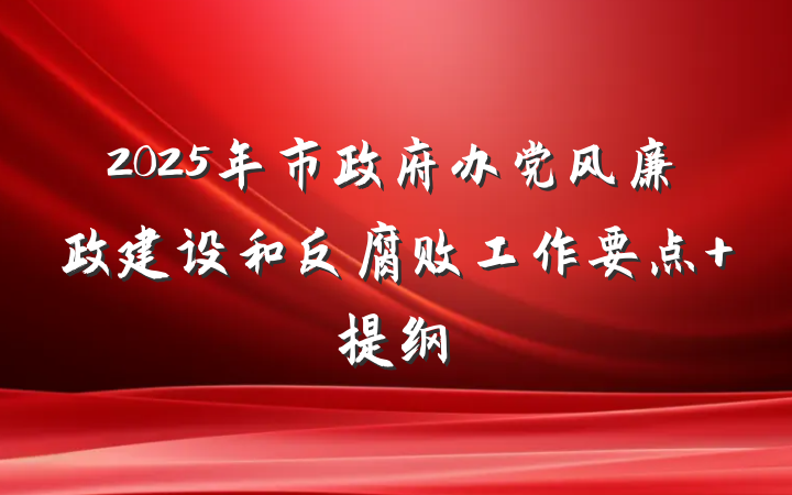 2025年市政府办党风廉政建设和反腐败工作要点 提纲