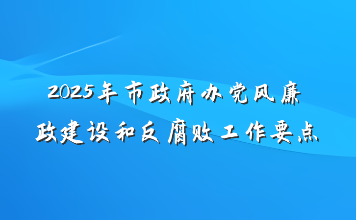 2025年市政府办党风廉政建设和反腐败工作要点