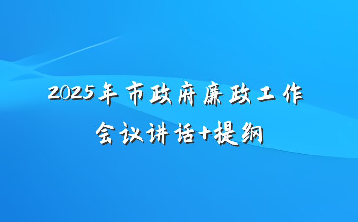 2025年市政府廉政工作会议讲话 提纲