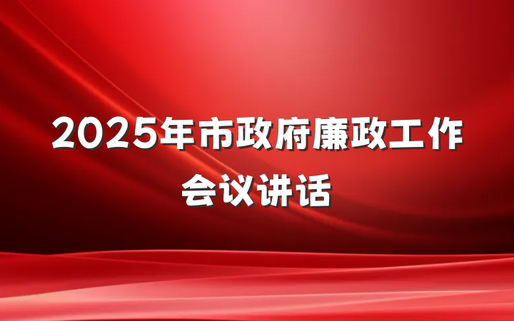 2025年市政府廉政工作会议讲话