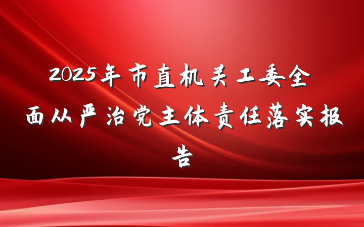 2025年市直机关工委全面从严治党主体责任落实报告