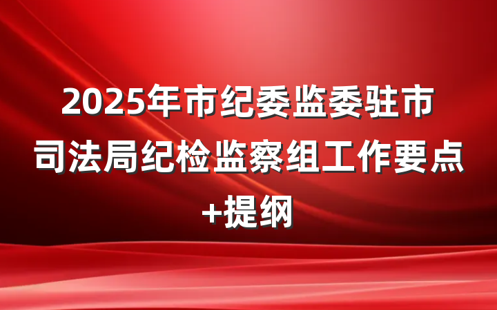 2025年市纪委监委驻市司法局纪检监察组工作要点 提纲