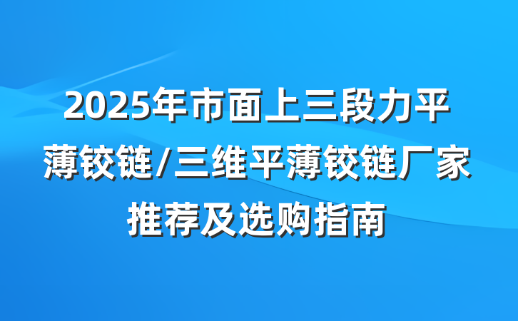 2025年市面上三段力平薄铰链/三维平薄铰链厂家推荐及选购指南