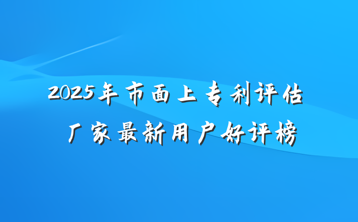 2025年市面上专利评估厂家最新用户好评榜