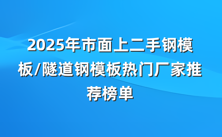 2025年市面上二手钢模板/隧道钢模板热门厂家推荐榜单