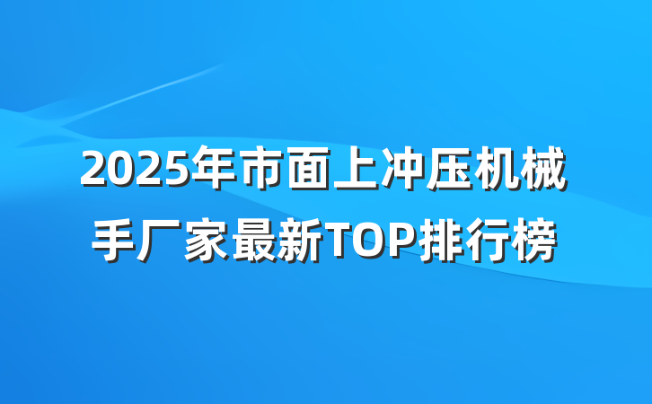 2025年市面上冲压机械手厂家最新TOP排行榜