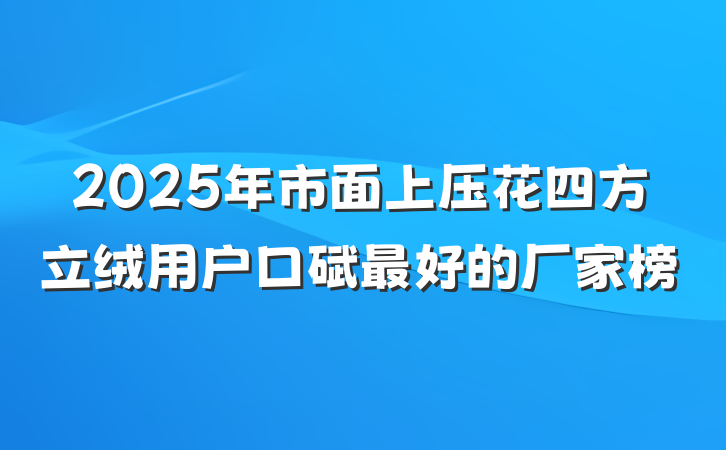 2025年市面上压花四方立绒用户口碑最好的厂家榜