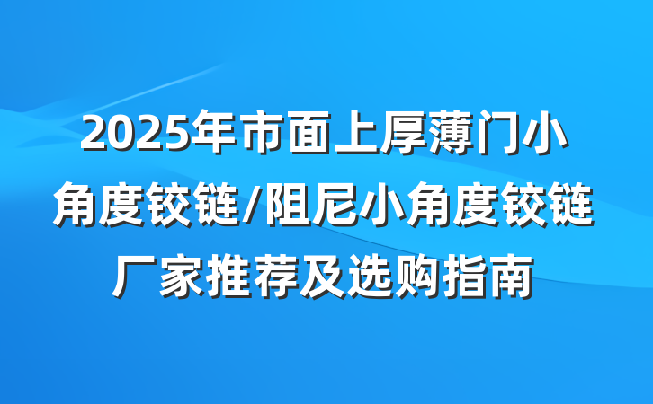 2025年市面上厚薄门小角度铰链/阻尼小角度铰链厂家推荐及选购指南