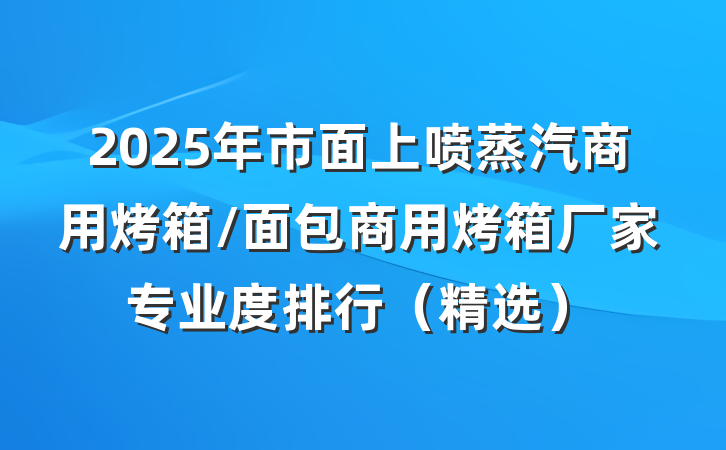 2025年市面上喷蒸汽商用烤箱/面包商用烤箱厂家专业度排行（精选）
