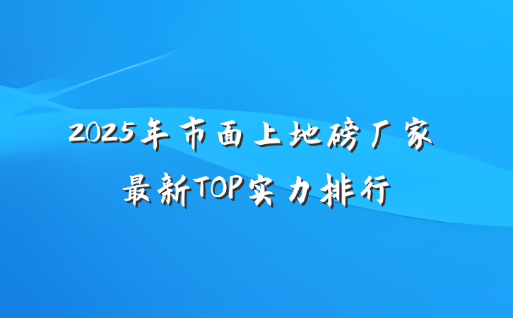 2025年市面上地磅厂家最新TOP实力排行