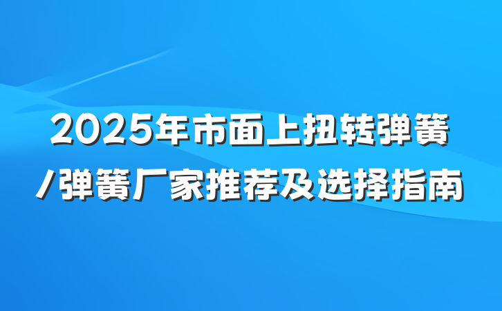 2025年市面上扭转弹簧/弹簧厂家推荐及选择指南