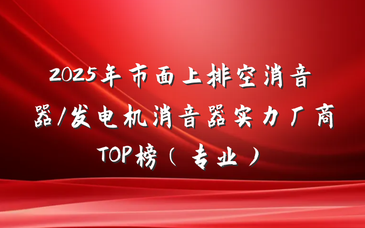 2025年市面上排空消音器/发电机消音器实力厂商TOP榜（专业）
