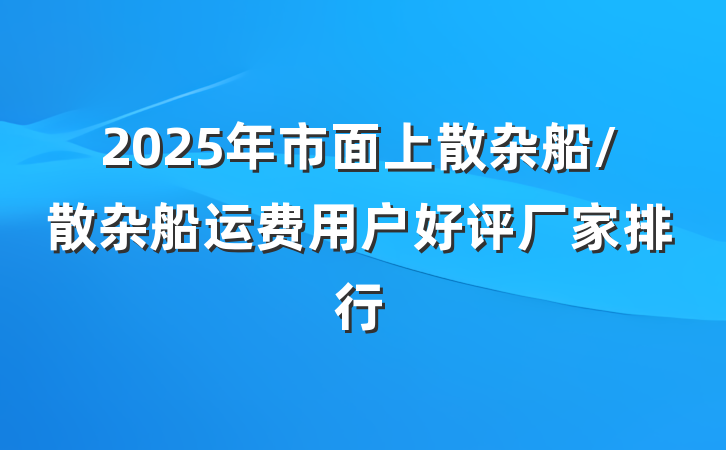 2025年市面上散杂船/散杂船运费用户好评厂家排行