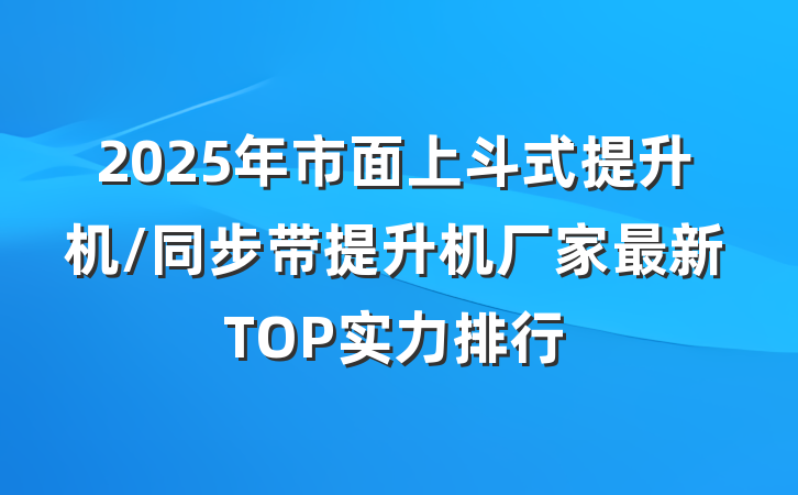 2025年市面上斗式提升机/同步带提升机厂家最新TOP实力排行