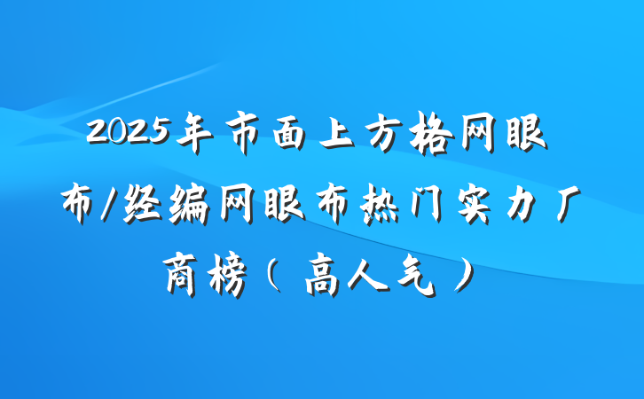 2025年市面上方格网眼布/经编网眼布热门实力厂商榜(高人气)