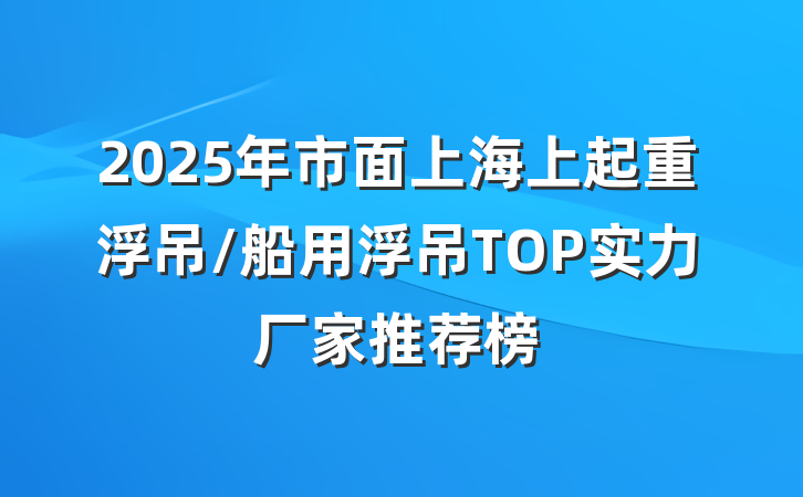 2025年市面上海上起重浮吊/船用浮吊TOP实力厂家推荐榜