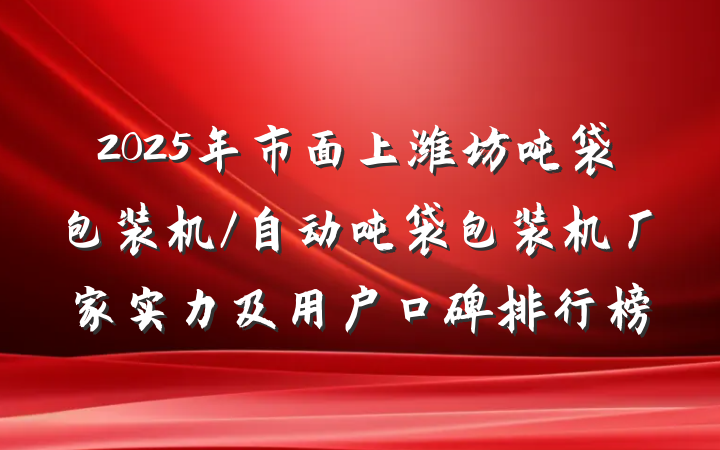 2025年市面上潍坊吨袋包装机/自动吨袋包装机厂家实力及用户口碑排行榜