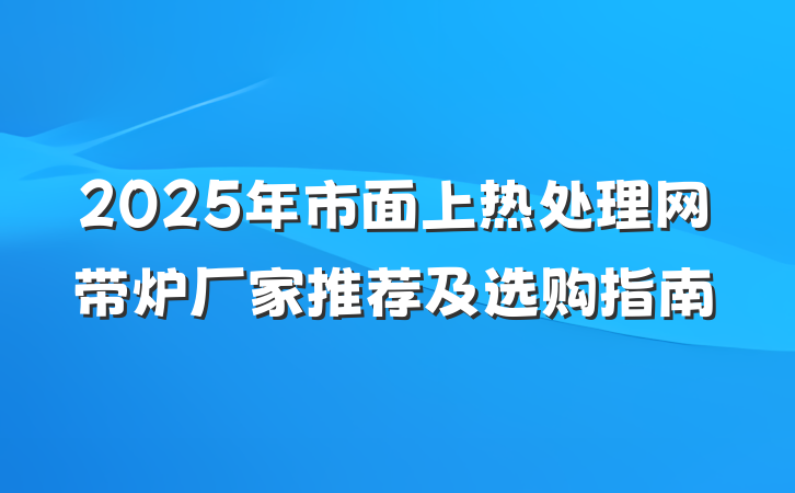 2025年市面上热处理网带炉厂家推荐及选购指南