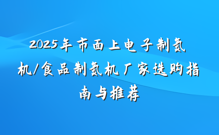 2025年市面上电子制氮机/食品制氮机厂家选购指南与推荐