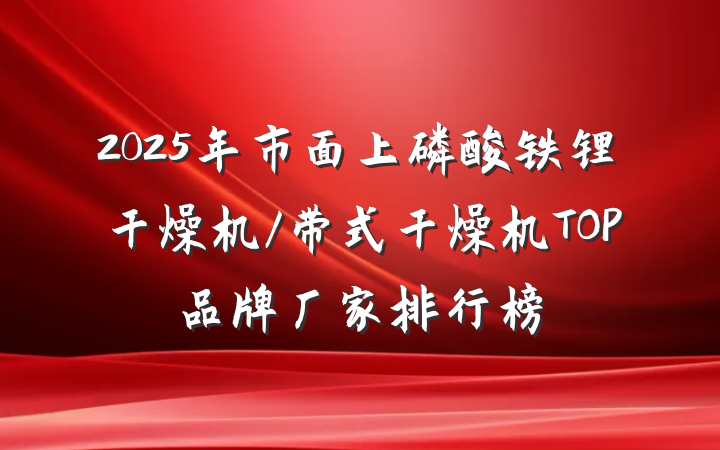 2025年市面上磷酸铁锂干燥机/带式干燥机TOP品牌厂家排行榜