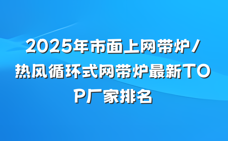 2025年市面上网带炉/热风循环式网带炉最新TOP厂家排名