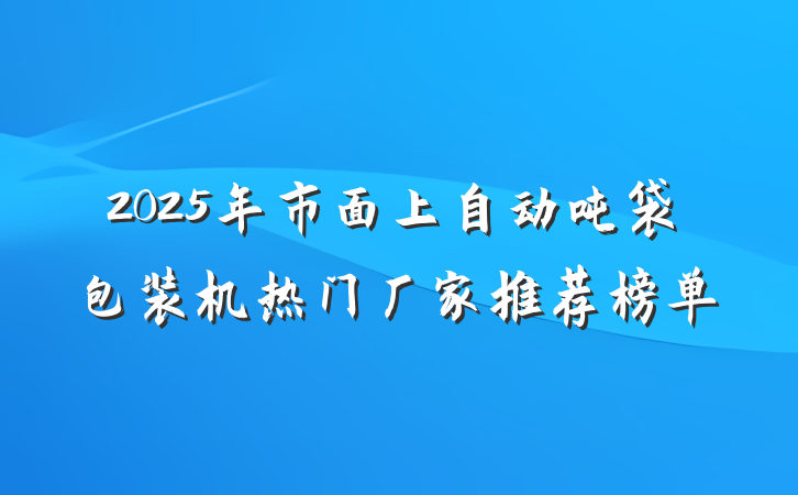 2025年市面上自动吨袋包装机热门厂家推荐榜单