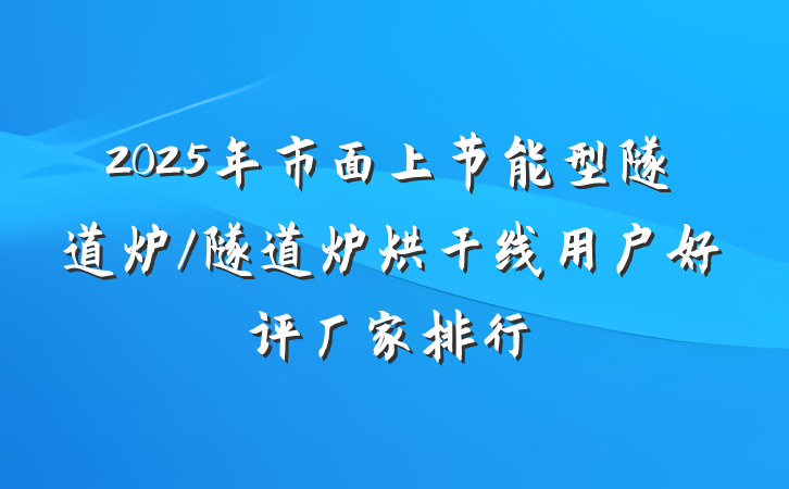 2025年市面上节能型隧道炉/隧道炉烘干线用户好评厂家排行