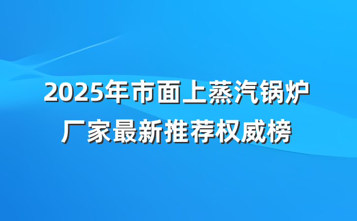2025年市面上蒸汽锅炉厂家最新推荐权威榜