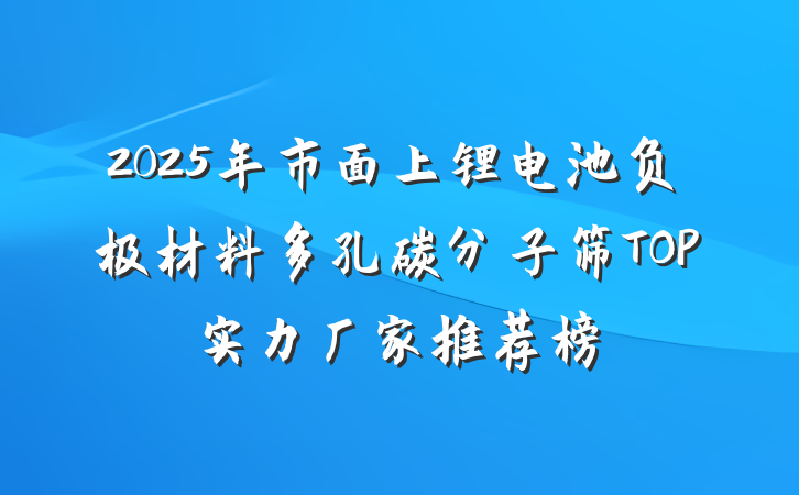 2025年市面上锂电池负极材料多孔碳分子筛TOP实力厂家推荐榜