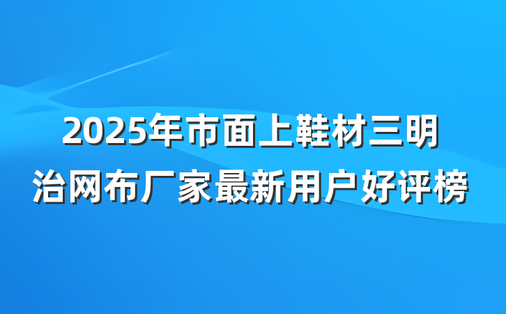 2025年市面上鞋材三明治网布厂家最新用户好评榜