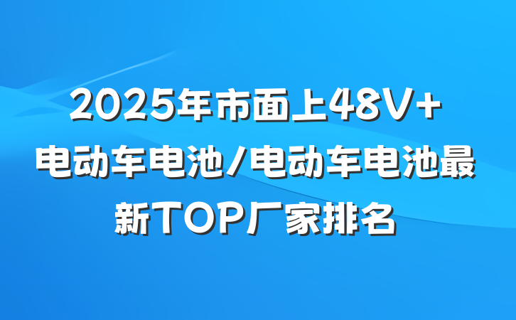 2025年市面上48V 电动车电池/电动车电池最新TOP厂家排名