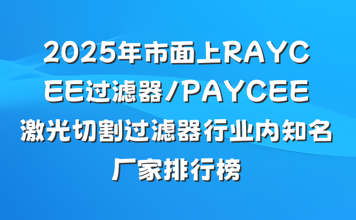 2025年市面上RAYCEE过滤器/PAYCEE激光切割过滤器行业内知名厂家排行榜