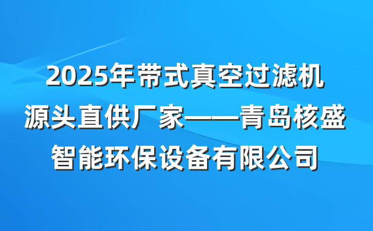 2025年带式真空过滤机源头直供厂家——青岛核盛智能环保设备有限公司