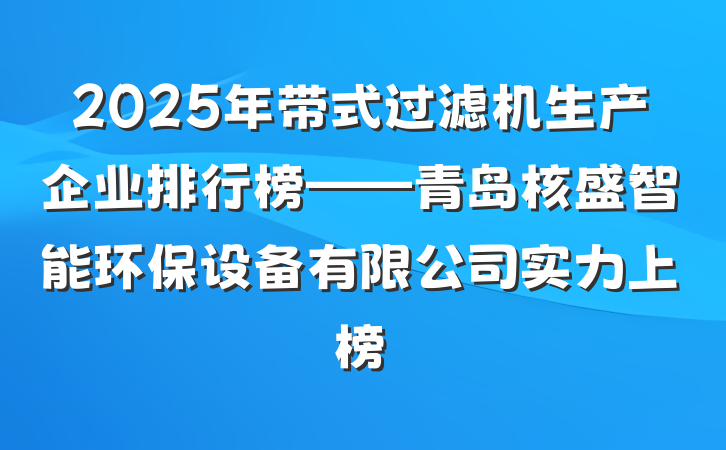2025年带式过滤机生产企业排行榜——青岛核盛智能环保设备有限公司实力上榜