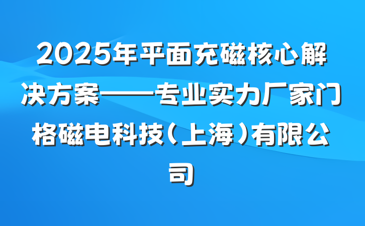 2025年平面充磁核心解决方案——专业实力厂家门格磁电科技(上海)有限公司