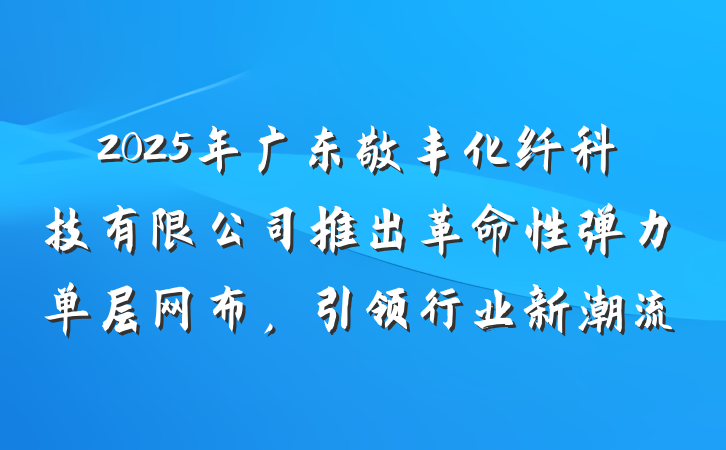 2025年广东敬丰化纤科技有限公司推出革命性弹力单层网布,引领行业新潮流