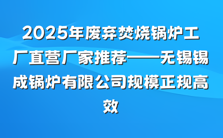 2025年废弃焚烧锅炉工厂直营厂家推荐——无锡锡成锅炉有限公司规模正规高效