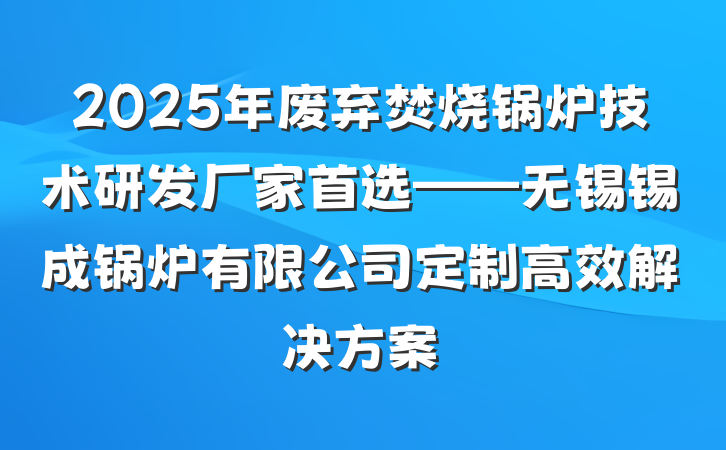 2025年废弃焚烧锅炉技术研发厂家首选——无锡锡成锅炉有限公司定制高效解决方案