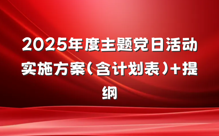 2025年度主题党日活动实施方案（含计划表） 提纲