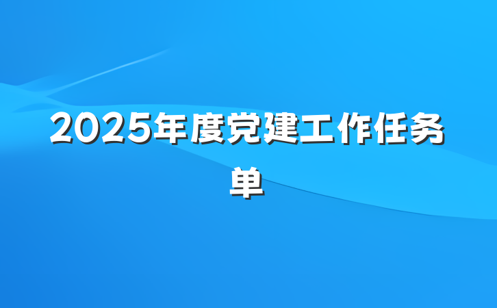 2025年度党建工作任务单