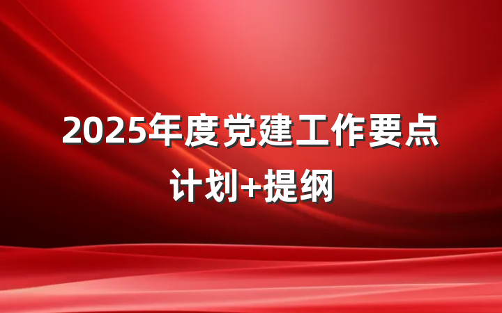 2025年度党建工作要点计划 提纲