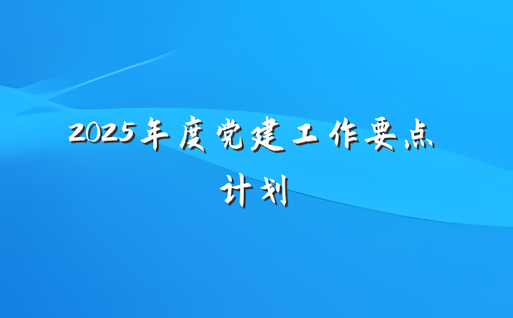 2025年度党建工作要点计划