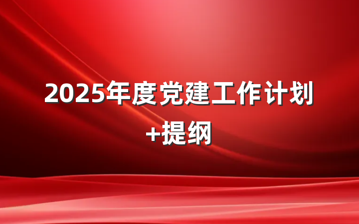2025年度党建工作计划 提纲