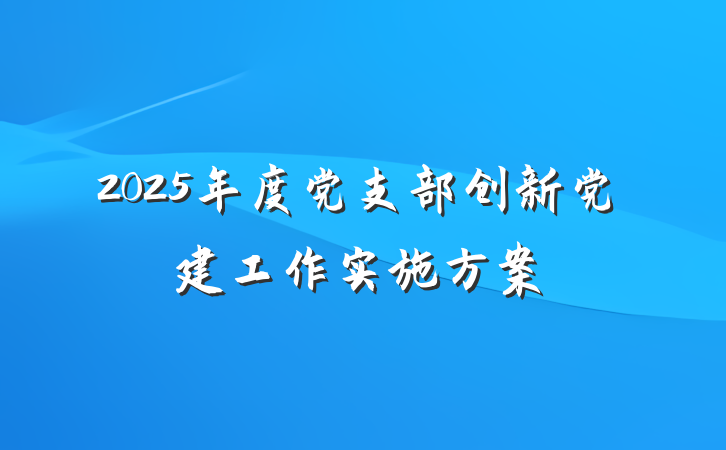 2025年度党支部创新党建工作实施方案