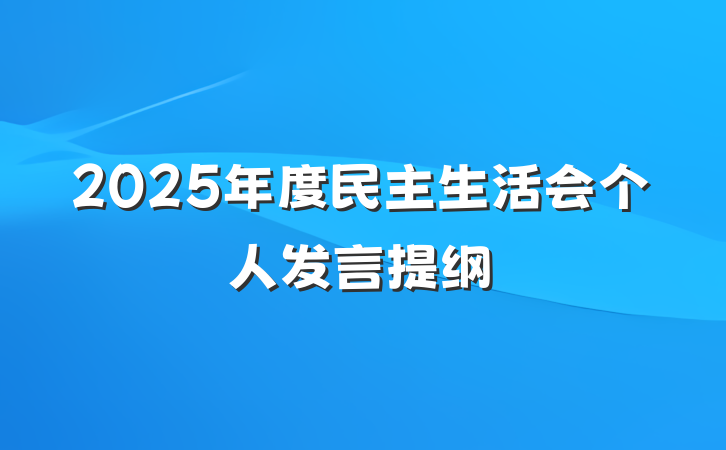 2025年度民主生活会个人发言提纲