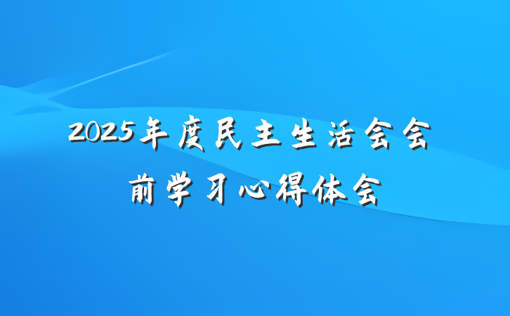 2025年度民主生活会会前学习心得体会
