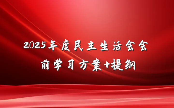 2025年度民主生活会会前学习方案 提纲