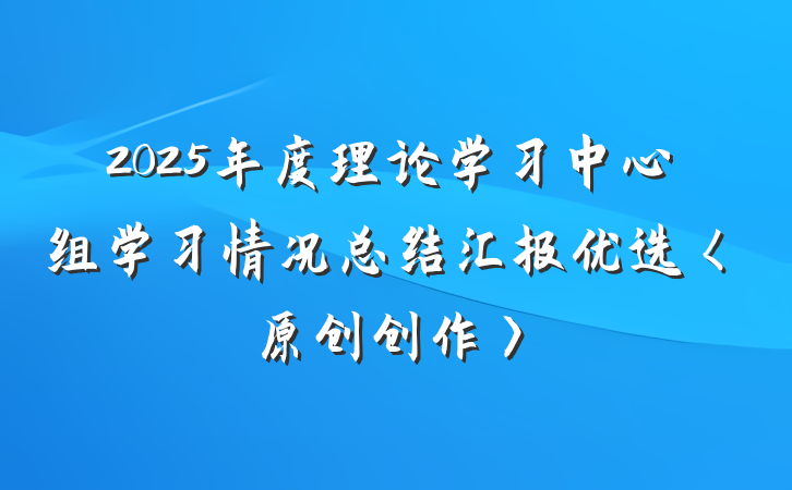 2025年度理论学习中心组学习情况总结汇报优选〈原创创作〉