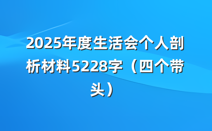 2025年度生活会个人剖析材料5228字（四个带头）