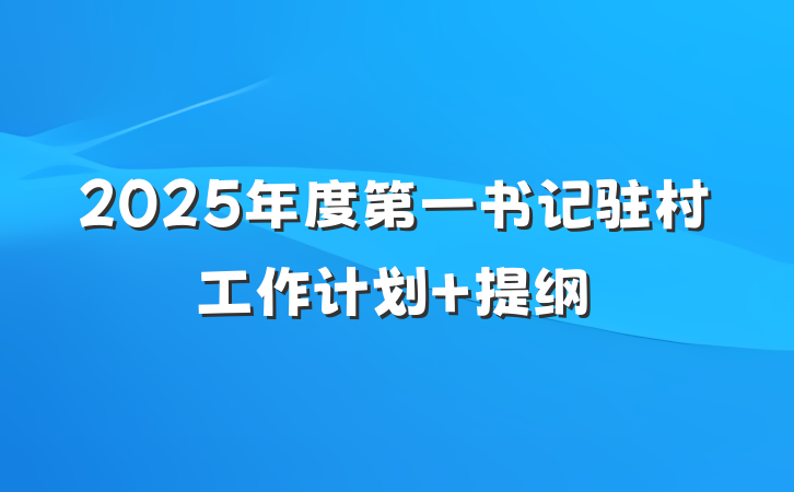 2025年度第一书记驻村工作计划 提纲